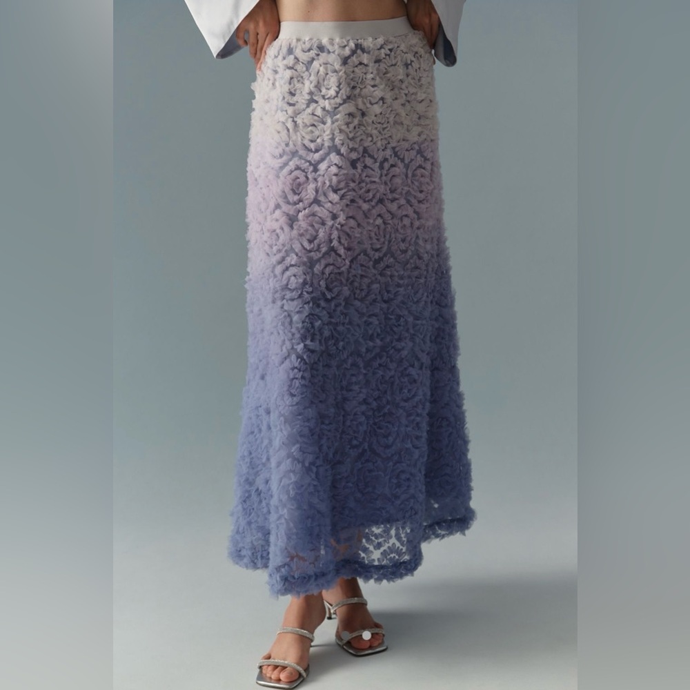 Ombre Lavender Lace Midi Skirt